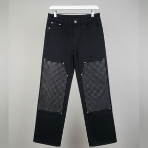 AKIRA Black Studded Straight Jeans